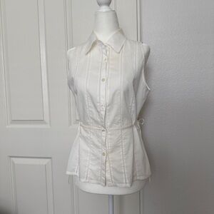 Ermanno Scervino Sleeveless Button-Front Blouse in Off-White